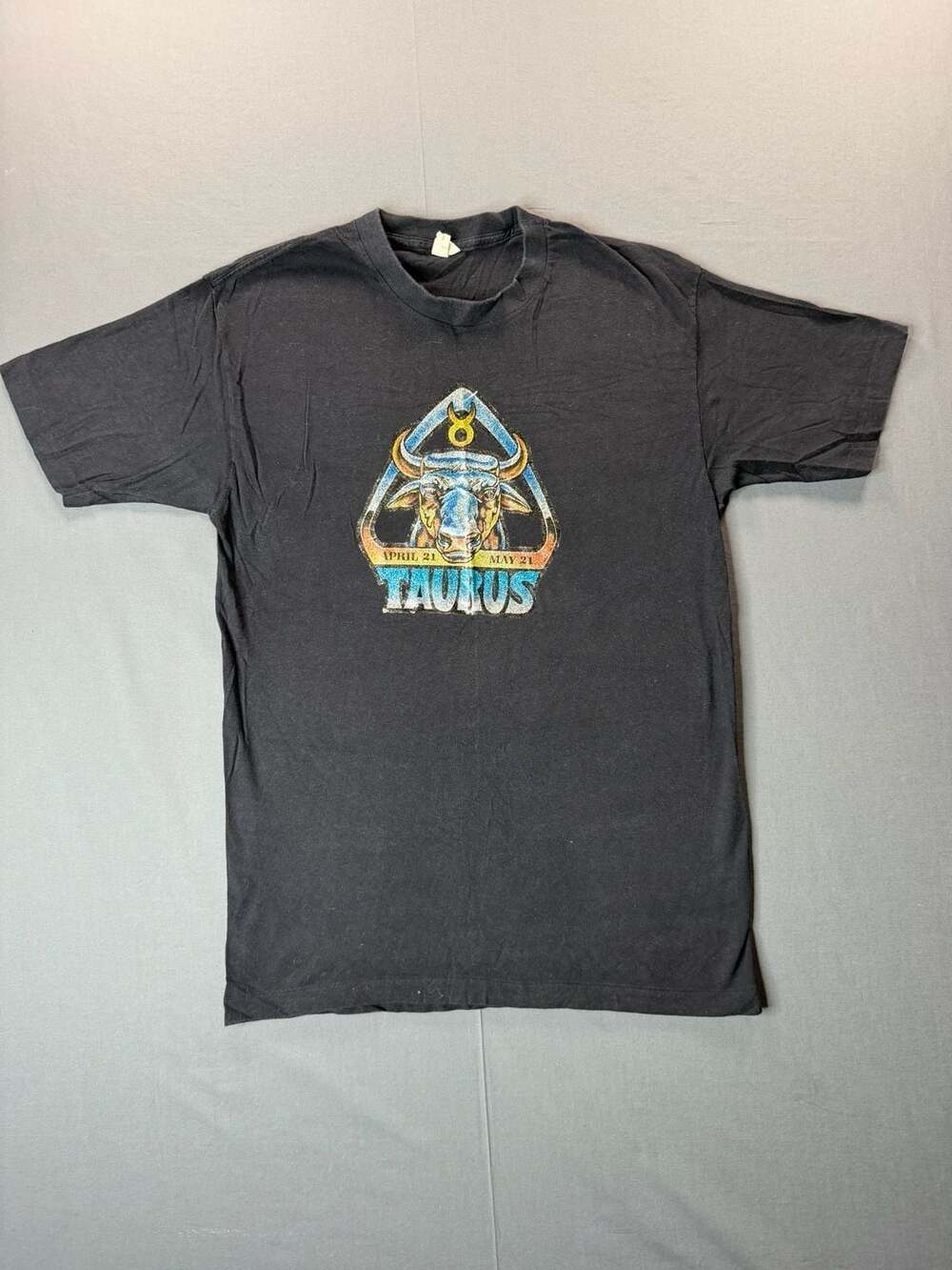 Vintage 1978 70’s Belton Taurus Zodiac Graphic T-Shirt Black Large Made in USA